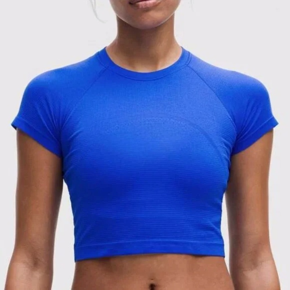 Lululemon Women's Blue Swiftly Tech Cropped Short Sleeve Shirt 2.0 Size 4 - Picture 11 of 12